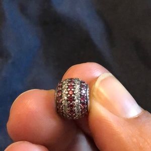 Pandora Red and Silver Stripe Pave Charm